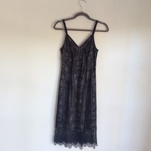 Below the Knee Dress Black with Nude Liner